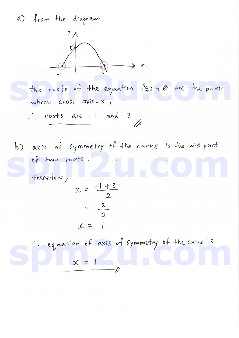 SPM Form 4 Quadratic Functions and Equations 02